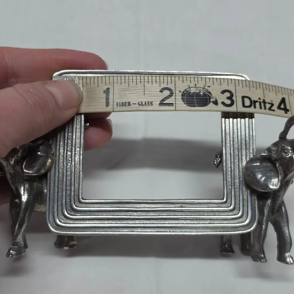 Vintage Metal Elephants Holding Photo Frame MCM Style Boho Hollywood Regency